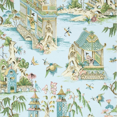 Thibaut Grand Palace Wallpaper in Spa Blue